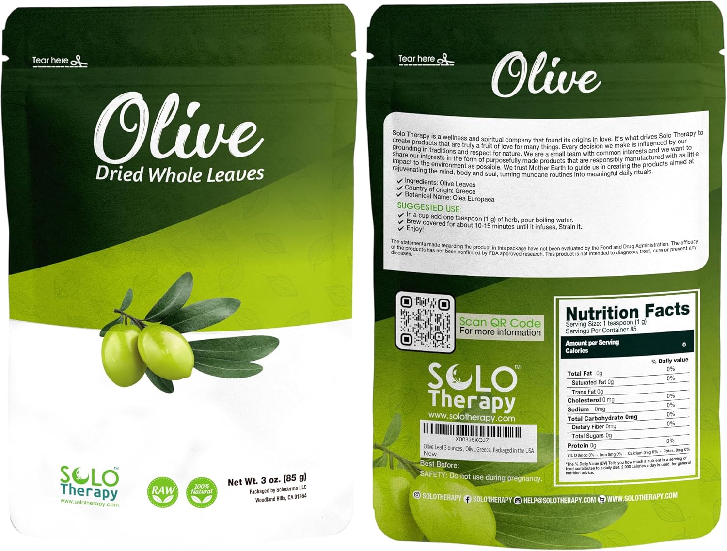 Olive Leaf 3 ounces , Olive Leaf Tea , Olive Dried Whole Leaves, Hojas De Olivo Natural Seco , Te De Olivo , Olea Europaea , Olive Leaf Greek Tea , Resealable Bag , 3 oz. , Olive Leaves Tea, Product From Greece, Packaged in the USA