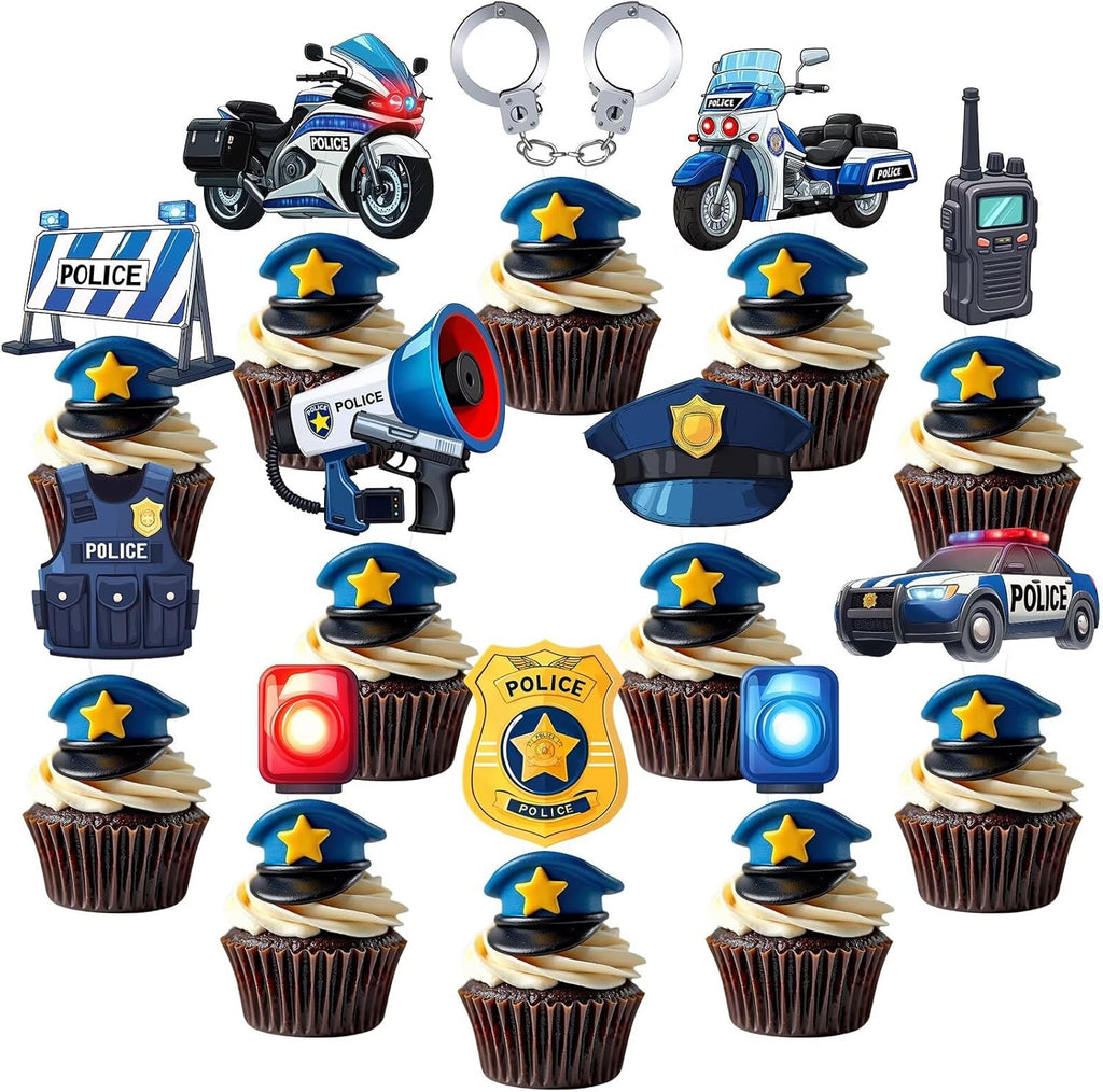 48 Pcs Police Cupcake Toppers Police Birthday Party Decorations