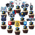 48 Pcs Police Cupcake Toppers Police Birthday Party Decorations