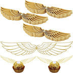 50 Golden Chocolate Wings Cupcake Toppers, Chocolate Cake Decoration, Angel Wings Wizard Cupcake Top Cover, Edible Wafer Decorations for Birthday/Wedding/Anniversary/Wizard Party
