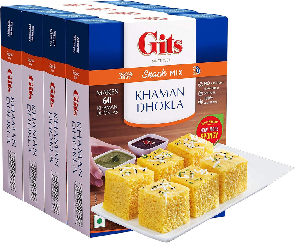 Gits Instant Khaman Dhokla Snack Mix, 2000g (Pack of 4 X 500g Each)