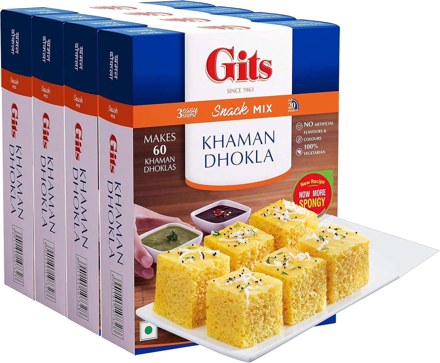 Gits Instant Khaman Dhokla Snack Mix, 2000g (Pack of 4 X 500g Each)