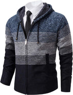 Mylldey Mens Hoodies Knit Sweater, Full Zip Fleece Lined Cardigan Sweaters Casual Regular Fit Knit Hooded Men Sweater Jacket