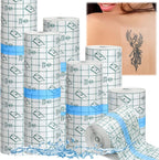 6-Size Waterproof Stretch Adhesive Bandage, Transparent Film Dressing for Tattoo Aftercare, Clear Second Skin Dressing Tape for Shower Swimming Wound Initial Healing, No Residue (2"-10"x6.5ft)