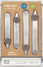 Würkin Stiffs Metal Magnetic Collar Stays for Men's Dress Shirts with Storage Case | As Seen on Shark Tank | Power Stays 2 Pack (2.0 & 2.5 Inch)