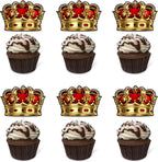 Crown King Cupcake Topper 24Pcs The Man The Myth The Legend Cupcake Topper for Man Male Happy Birthday Theme Decor Supplies Daddy Father's Day Family Party Decorations