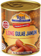 Rani Gulab Jamun Long (w/ Cardamom Flavored Sugar Syrup) 35.3oz (2.2lbs) 1kg, Approximately 14 pieces, Easy Open Lid ~ Ready to eat | Non-GMO | Kosher | Indian Origin