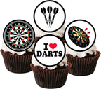 Darts Edible Cupcake Toppers, Darts Theme Edible Cake Decorations, Dartboard Cake Topper Decorations, Sports Birthday Party Cookie Decor, 48 x 1.18 Inch 3cm PRECUT