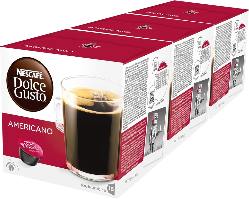 Nescaf? Dolce Gusto Caff? Americano 16 Capsules (Pack of 3, 24 Coffee pods,Total 48 Capsules, 24 Servings)