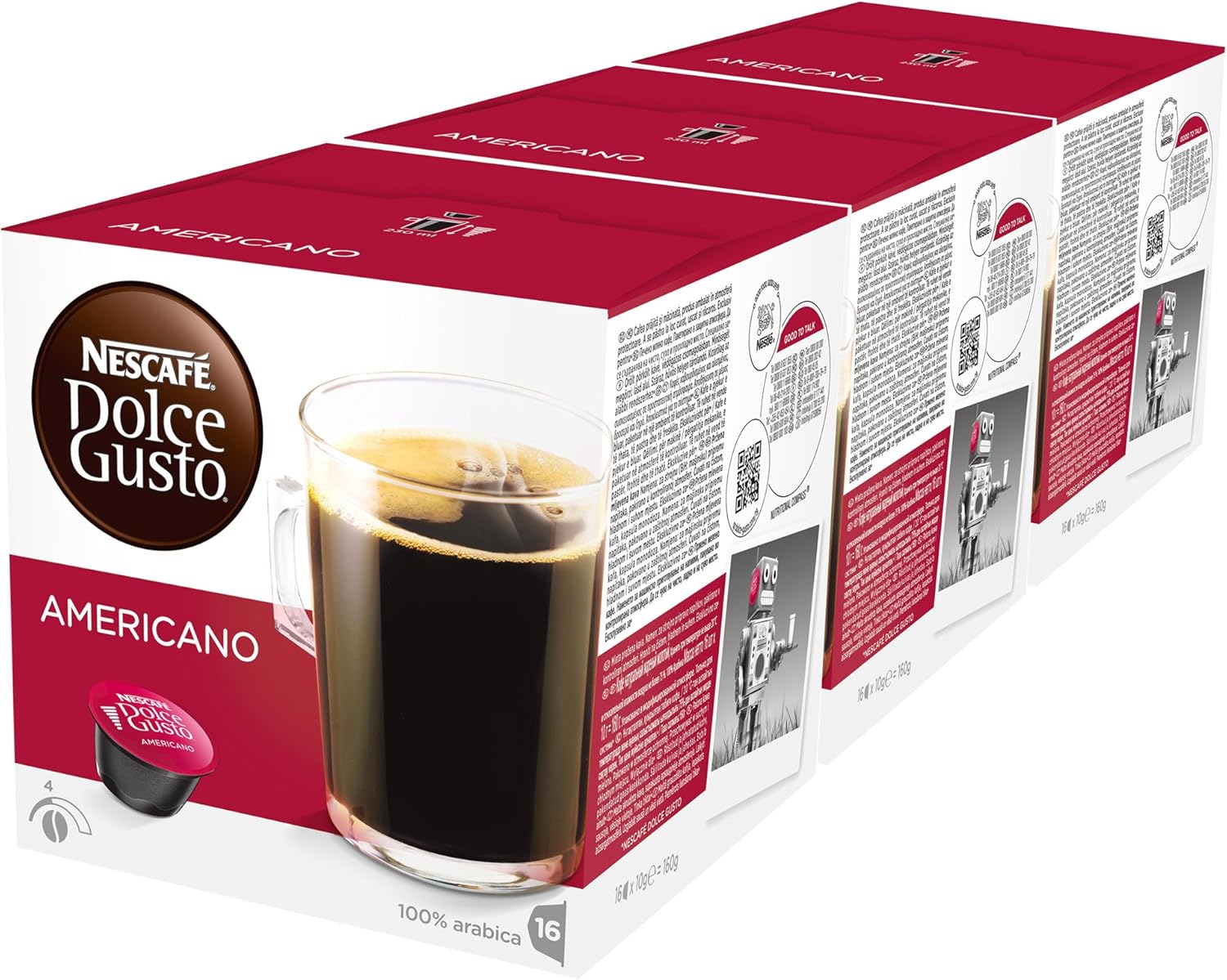Nescaf? Dolce Gusto Caff? Americano 16 Capsules (Pack of 3, 24 Coffee pods,Total 48 Capsules, 24 Servings)