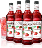 Monin - Strawberry Syrup, Mild and Sweet, Great for Cocktails and Teas, Gluten-Free, Non-GMO (1 Liter, 4-Pack)