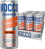 NOCCO Zero Sugar Electrolyte Drink, Blood Orange - 12 Fl Oz (Pack of 12) - 200mg Caffeine, Sugar Free with Electrolytes, Carbonated & Low Calorie, B Vitamins, Grab & Go Performance Drink