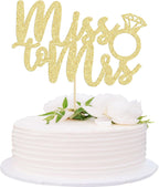 1Pc Miss to Mrs Cake Topper Gold Glitter Wedding Bridal Shower with Ring Cake Decorations for Bridal Shower Wedding Engagement Bachelorette Party Supplies