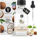 Dolce Flav Natural Coconut Extract – 2 Ounce Water-Soluble Kosher, Sugar-Free, Concentrated Tropical Coconut Flavoring for Baking, Beverages & Desserts, Includes Measured Dropper