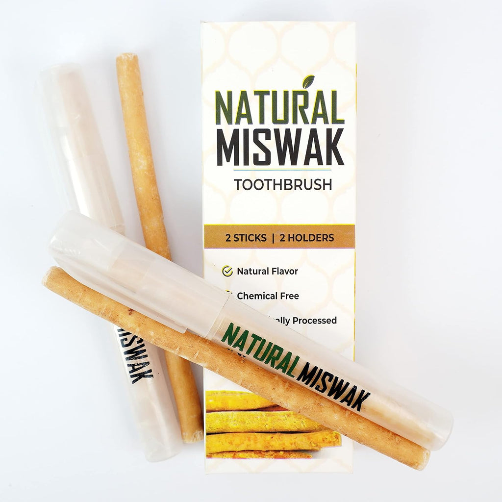 (2Pack) Miswak Sticks for Teeth, Natural Toothbrush, No Toothpaste Needed, Miswak Toothbrush Stick also known as Siwak Chew Sticks for Humans, Meswak
