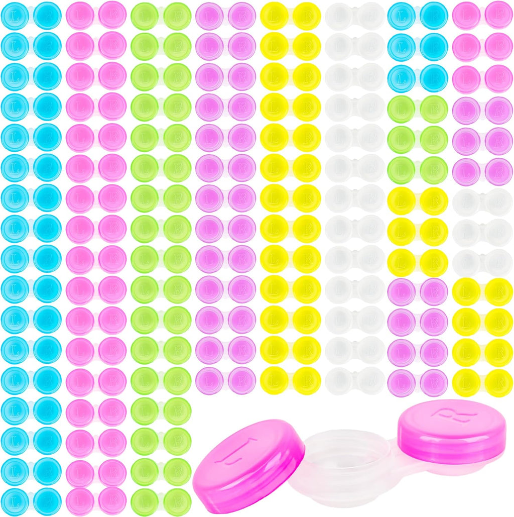 120 Pcs Contact Lens Cases Colorful Contact Lens Holder Box Cute Transparent Contact Cases Bulk Left/Right Eye Contact Lens Container for Travel, 6 Colors