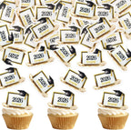 40Pcs Edible Square 2026 Graduate Diploma Cupcake Toppers Edible Graduate Cap Cupcake Picks for 2026 Graduation Party Cake Cupcake Decorations