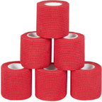 6Pcs 2”x 5 Yard Self Adhesive Bandage Wrap Breathable Self Adherent Cohesive Wrap Bandages Vet Tape for Dog Cat Athletic Elastic Cohesive Bandage Wrist Ankle Grip Cover Tape (Red)