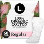 Liners for Women, Organic Cotton Top Layer, Regular Coverage, Pantiliners Made Without Synthetic Pesticides and Fragrances, Hypoallergenic and Gentle on Skin, 60 Count