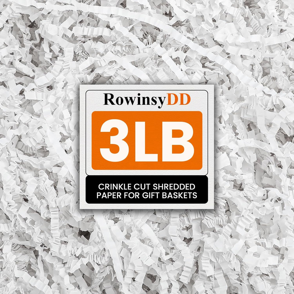 RowinsyDD 3LB White Crinkle Paper Filler, Cut Shredded Paper for Gift Baskets Packaging Wrapping Cushion Stuffing Box Confetti Filler for Easter Christmas Wedding Birthday Bridesmaid