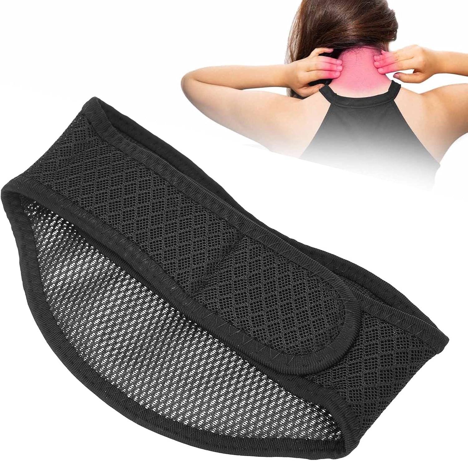 Brrnoo Neck Wrap Neck Brace Breathable Mesh Fabric Lightweight Cervical Collar Guard, Soft Cervical Collar for Men and Women, Fabric Insert Neck Brace (Black)
