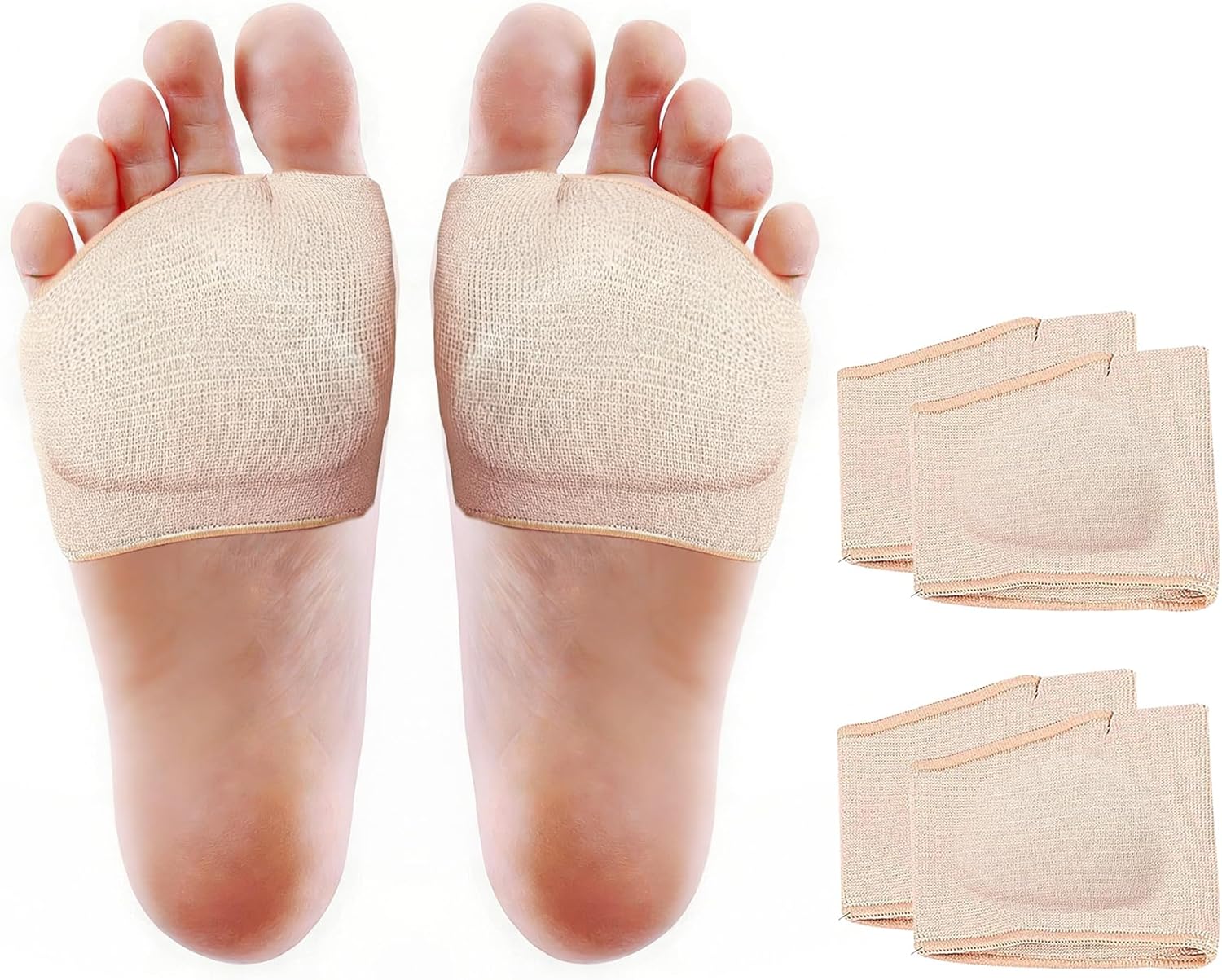 Metatarsal Pads for Men and Women - 2 Pairs Gel Pads with Fabric Sleeves for Ball of Foot Pain Relief, Morton's Neuroma, Metatarsalgia, Sesamoiditis Support