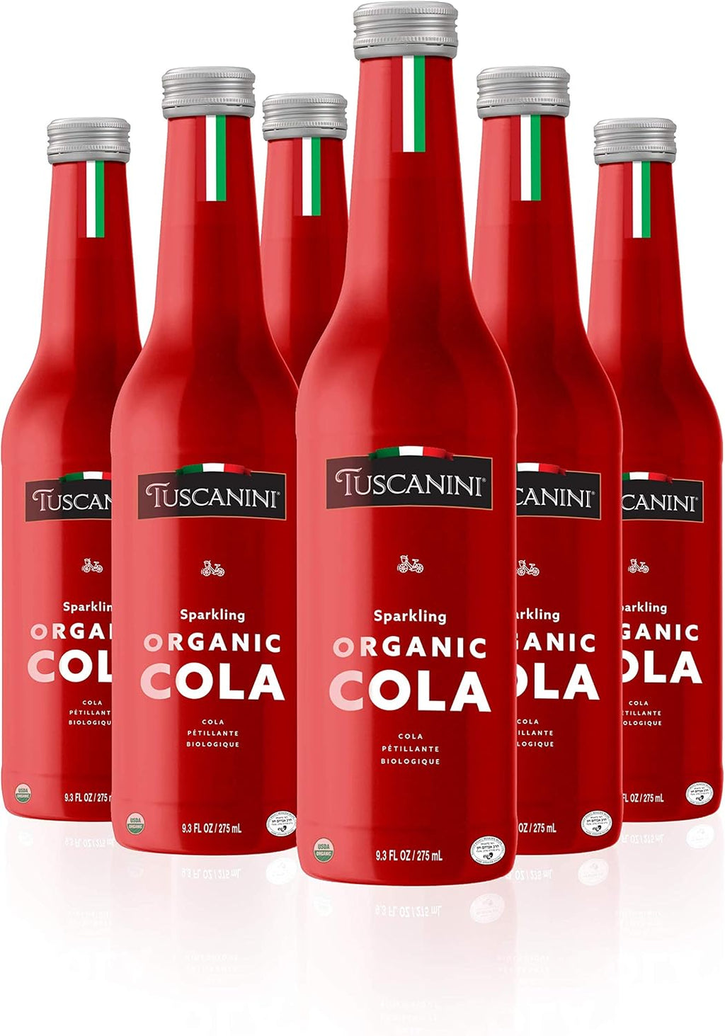 Tuscanini Authentic Organic Cola Soda 9.3oz (6 Pack) Naturally Caffeine Free, Elegant Glass Bottle, Great Tasting, Chemical Free