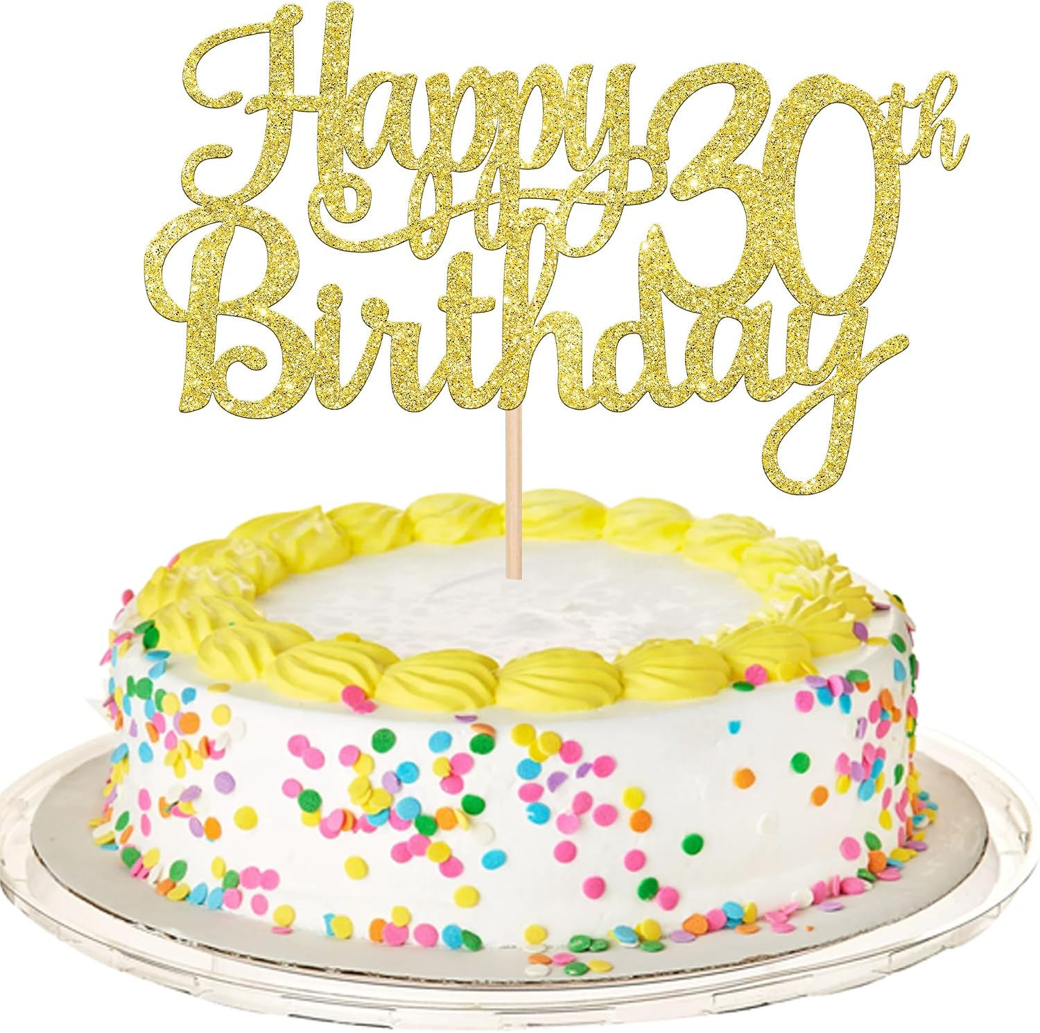 1 PCS Happy 30th Birthday Cake Topper Gold Glitter Cheers to 30 Years Birthday Cake Pick 30 Fabulous Cake Decoration for Happy 30th Birthday Anniversary Party Decorations Supplies