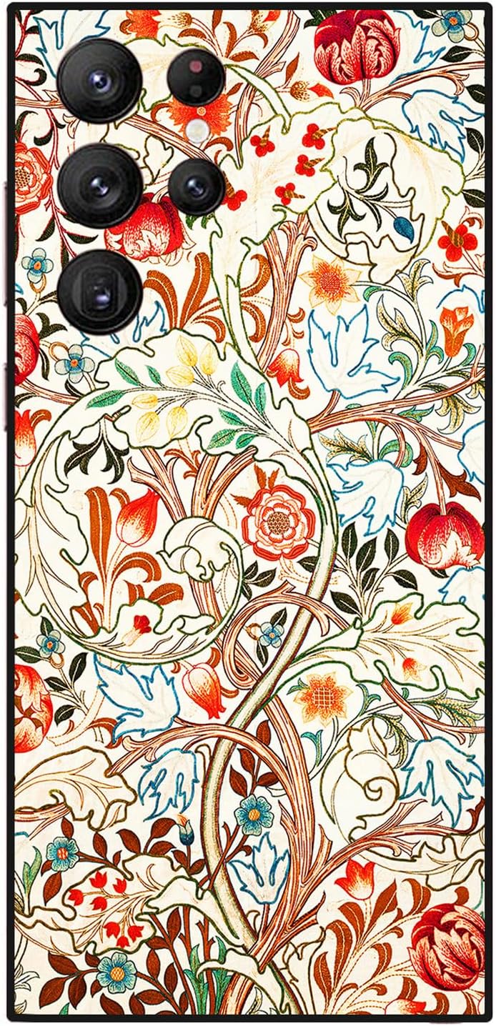 Berkin Arts Compatible with Samsung Galaxy S24 Ultra 5G Case Art Silicone Phone Case Pink Intricate Ornamental Flourishes (Acanthus by William Morris)