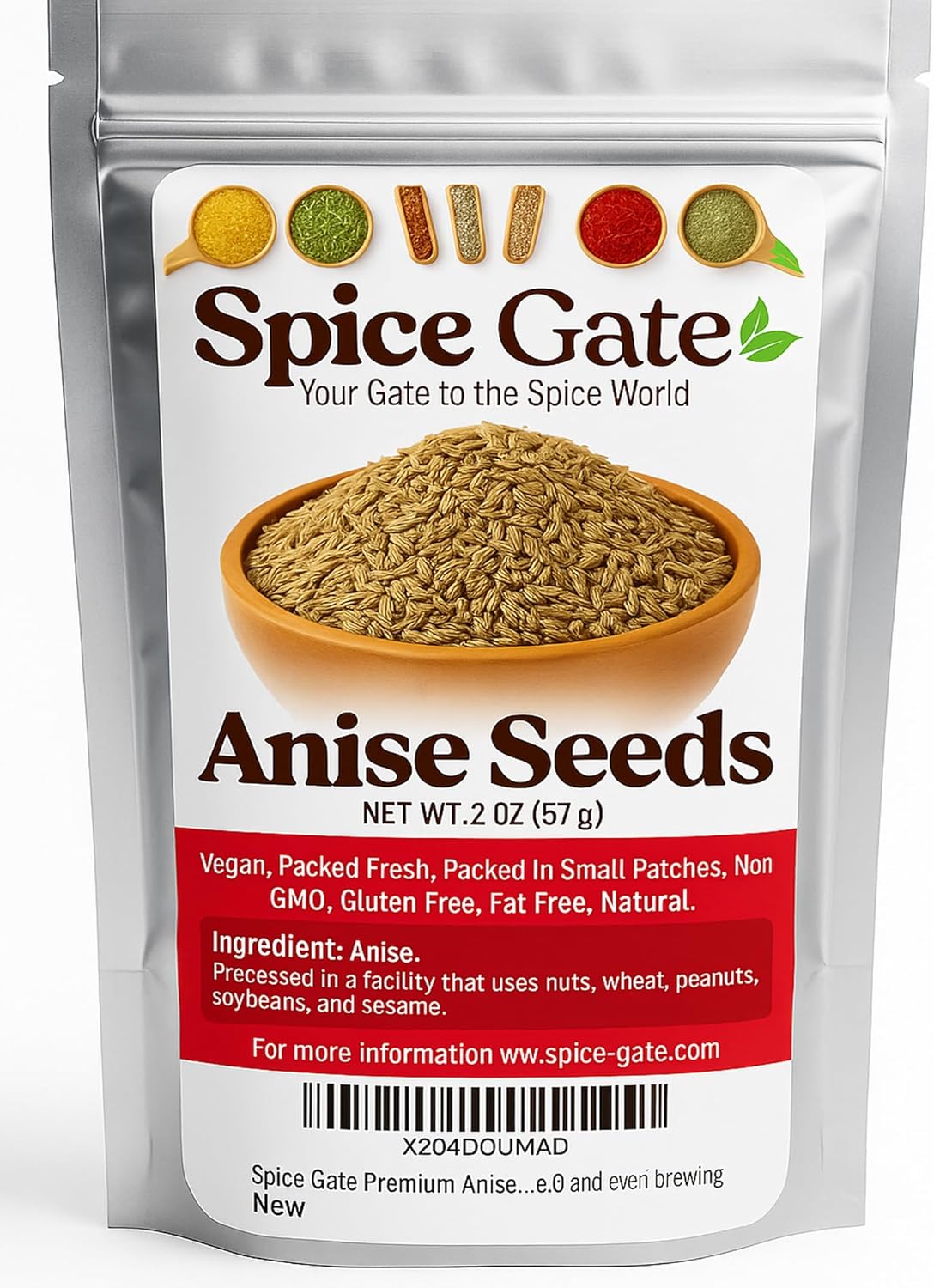 Spice Gate Premium Anise Seeds - Whole Aniseed (2 oz), perfect for cooking, baking bread, and even brewing tea.