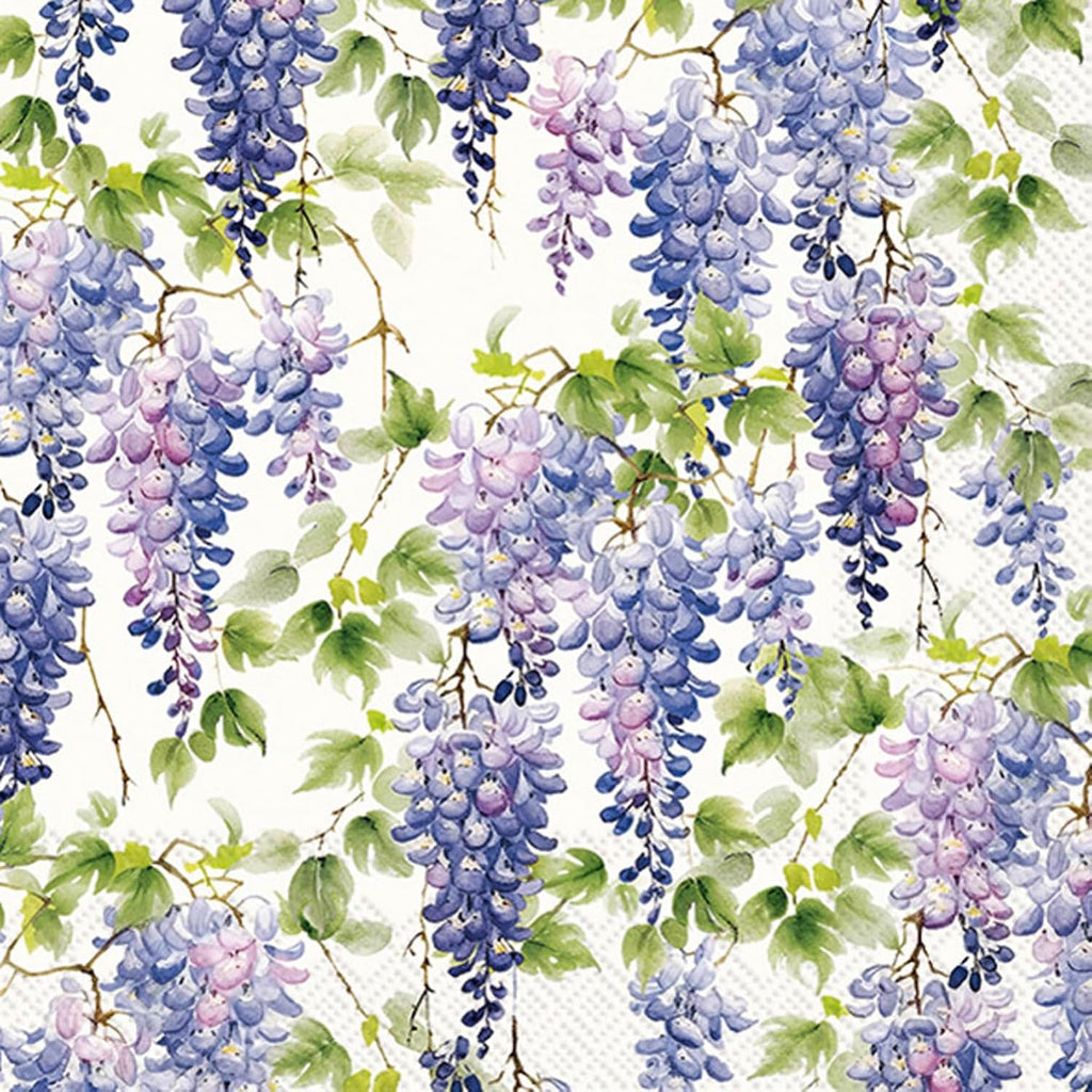 IHR Ideal Home Range Party Napkins Disposable 3-Ply Paper Lunch Napkin Pack, 6.5" x 6.5", Purple Wisteria (Cream), 20-Count