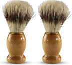 Iconikal 2-Pack Wood Handled Badger Hair Shaving Brush For Use With Aeorsol-Free Shaving Cream