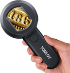 TOMLOV P10 Microscope for Adults Kids, Handheld Coin Magnifier with Light for Error Coins, Portable Trichome Magnifying Glass 100X, Collector Pocket Jewelers Loupe, Digital Microscope with 2" Screen