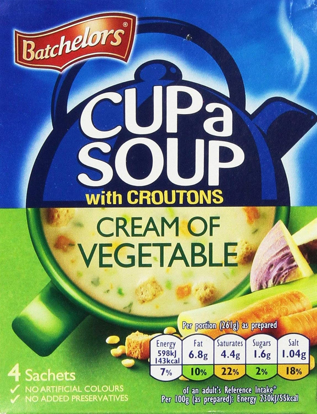 Batchelors Cup A Soup with Croutons Cream Of Vegetable 4S 120G - PACK OF 2