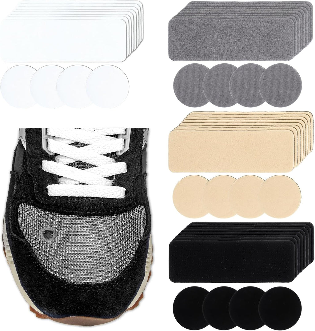 48pcs Shoe Patches for Holes, Shoe Repair Patch, Shoe Patch Rectangular & Round, Hole Repair Patchs for Sports Shoes four Colors