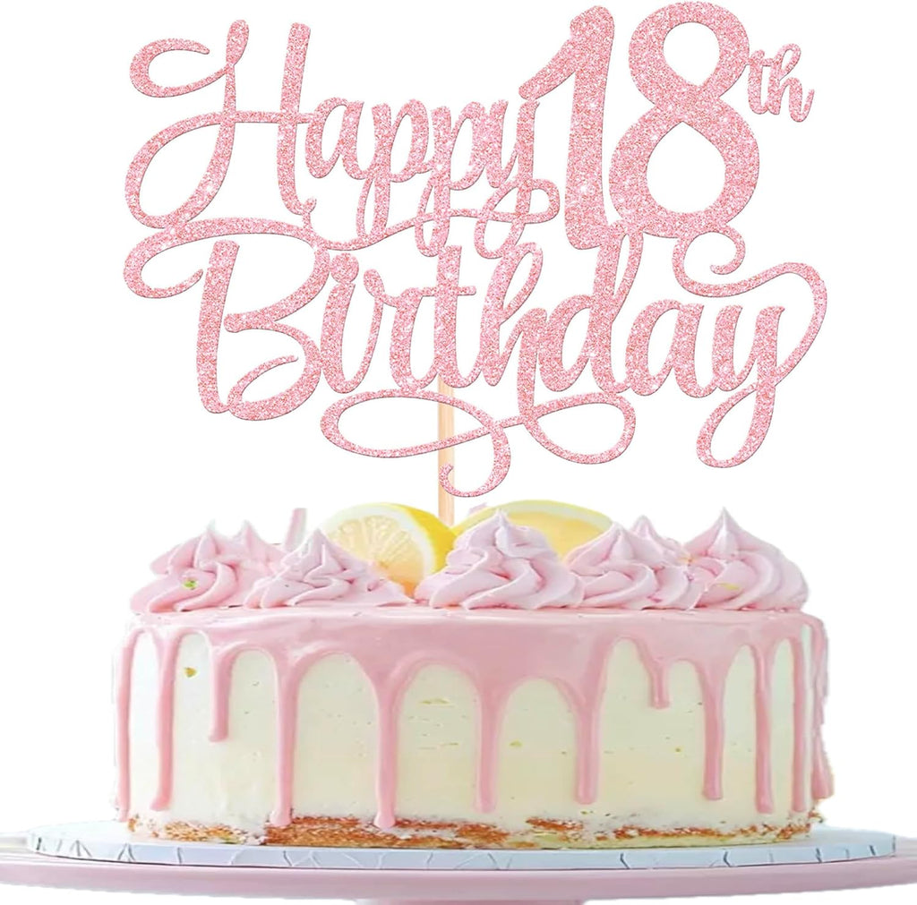 Rsstarxi 1 Pack Pink Happy 18th Birthday Cake Topper Number 18 Eighteen Years Old Birthday Cake Pick Decoration for Girls18th Birthday Anniversary Party Decorations Supplies