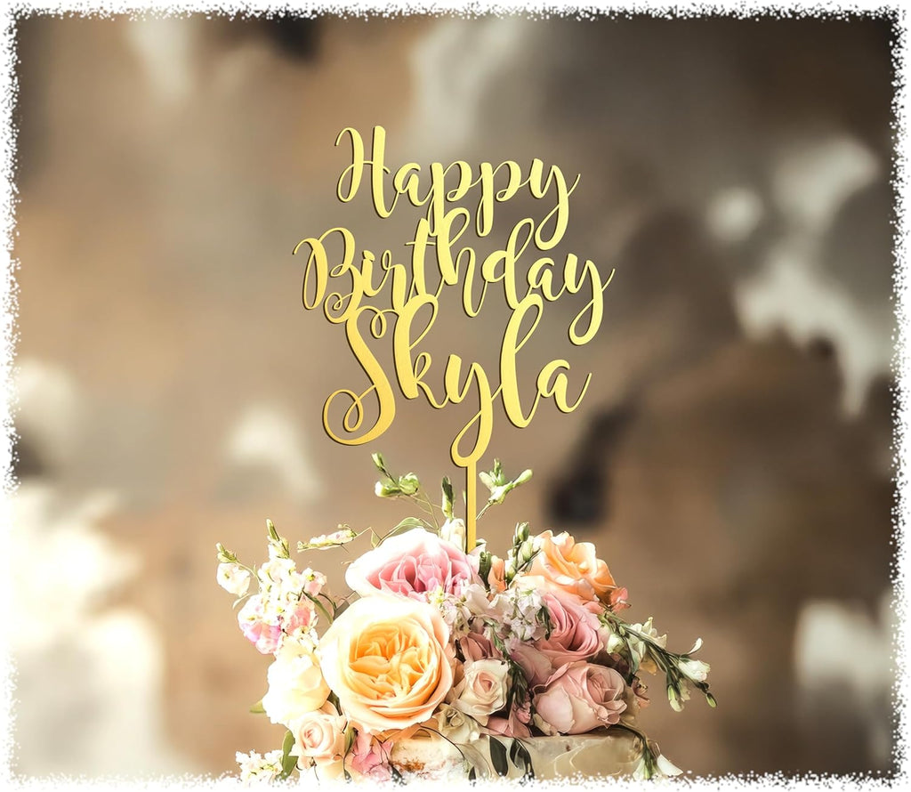 Custom Happy Birthday Cake Topper – Name, Age for Any Celebration