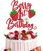 Rsstarxi 1 Pack Berry 1st Birthday Cake Topper Berry First Birthday Decors Sweet Fruit Theme Strawberry One Cake Pick for Strawberry Baby Shower Party Cake Decorations