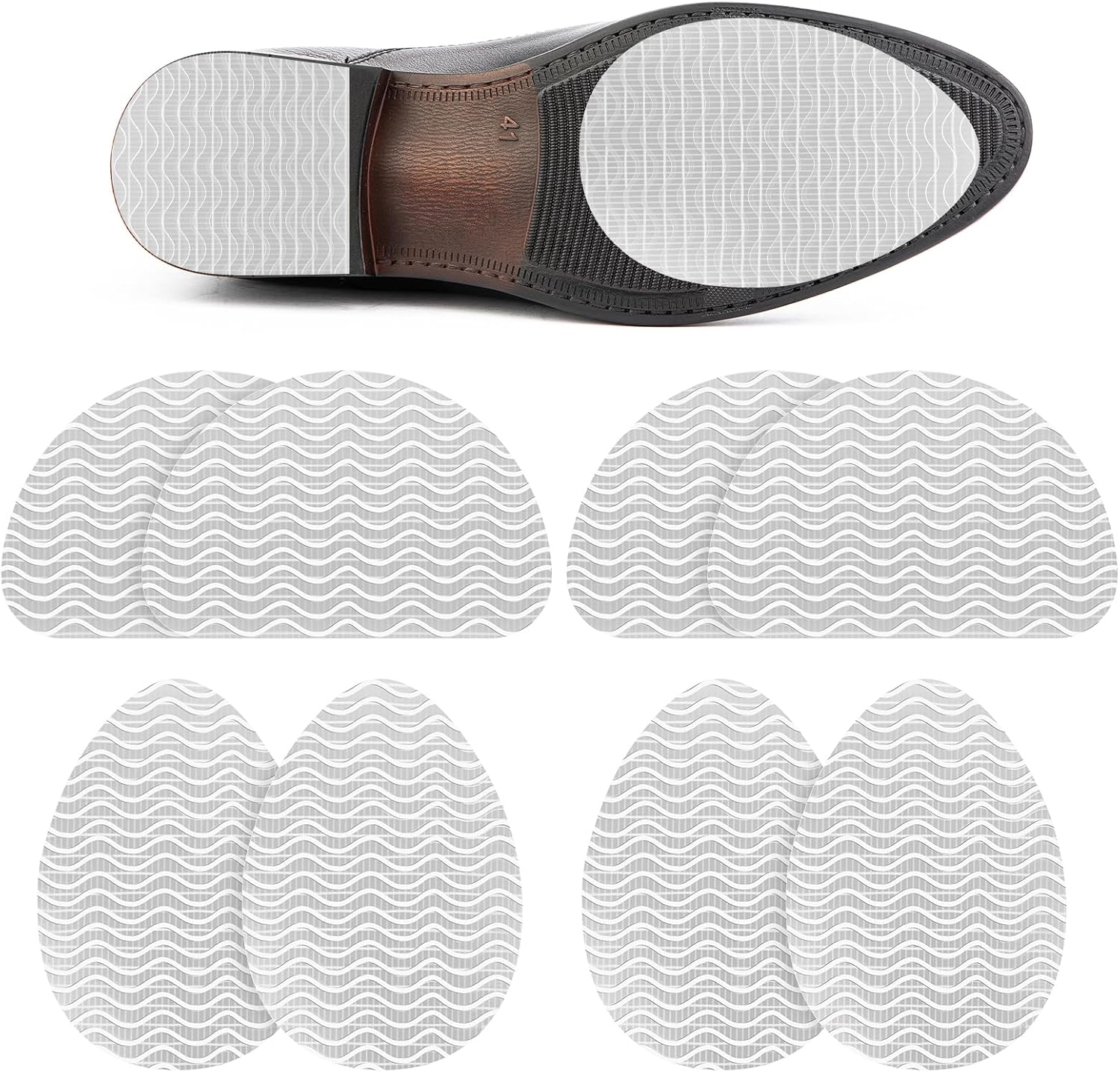 4 Pairs Clear Non Slip Shoe Pads for Heels, Anti-Slip Grip Inserts for Pumps, Stilettos & Dress Shoes, Sole Protectors Adhesive Invisible Traction Stickers for Pointed Toe Soles