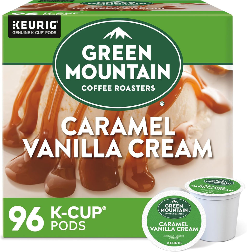 Green Mountain Coffee Roasters Caramel Vanilla Cream Coffee, Keurig Single-Serve K-Cup pods, Light Roast, 96 Count