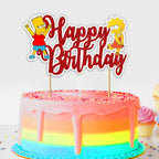 "Brt Simpson Happy Birthday Cake Topper – Fun Cartoon Theme Cake Decoration for Boys Girls – Simpsons Inspired Birthday Party Supplies for Dessert Table Décor, School Events & Family Celebrations"