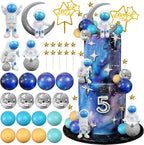 Space Cake Toppers Outer Space Cake Decorations with Balls Stars Astronauts Figurines Planets for Outer Space Theme Birthday