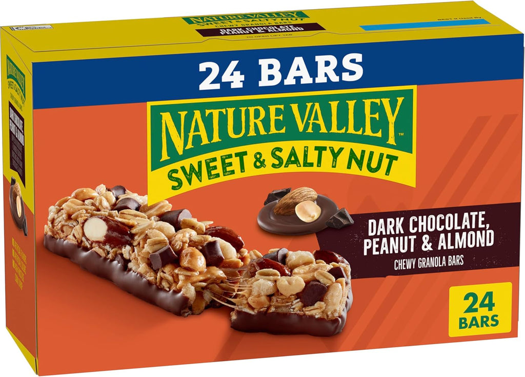 Nature Valley Sweet and Salty Nut Granola Bars, Dark Chocolate Peanut Almond, 24 Bars, 28.8 oz