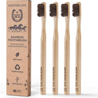 Western SOL Horse Bristle Bamboo Toothbrushes (4-Pack) – Luxury Toothbrush - Plastic-Free, Biodegradable, Eco-Friendly – No Chemicals