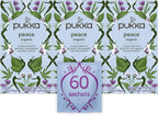 Pukka Organic Tea Bags, Spearmint, Ashwagandha, and Hemp Seed Oil, Peace Herbal Tea, 20 Count (Pack of 3)