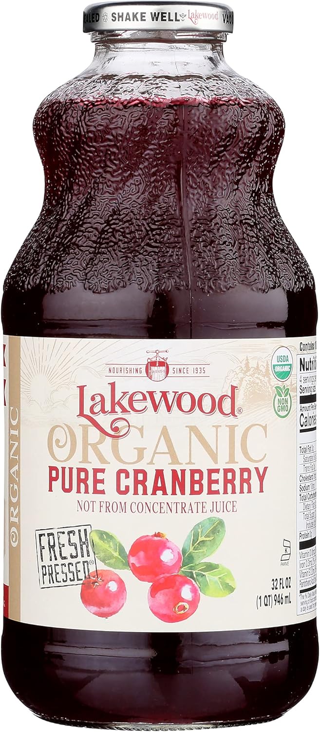 Lakewood Organic Pure Cranberry, Fresh Pressed, 32 Fl Oz (Pack of 6)