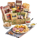 Harry & David Ultimate Meat And Cheese Gift Box, Food Gift Basket, Charcuterie Platter With 4 Cheese Blocks, 4 Sausages, 5 Sets Of Crackers, Sesame Sticks, Relish & Honey Mustard Sauces