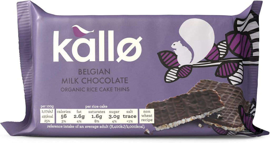Kallo Organic Milk Chocolate Rice Cake Thins 90 G (Pack Of 4)