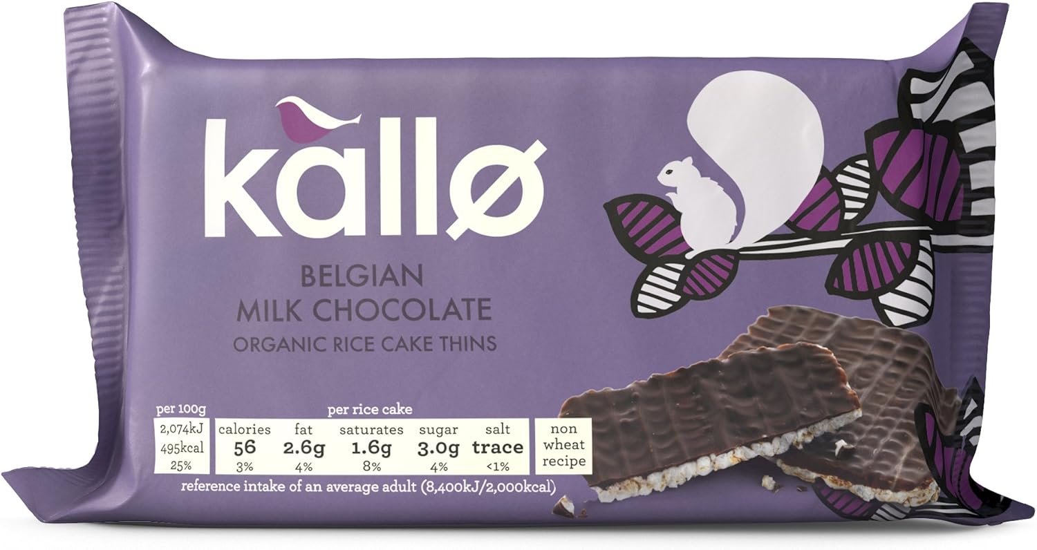 Kallo Organic Milk Chocolate Rice Cake Thins 90 G (Pack Of 4)