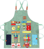 Fidget Apron for Elderly Fidget Blanket for Dementia Alzheimer's Therapy Activity Apron Anxiety Relief supplies(Green)